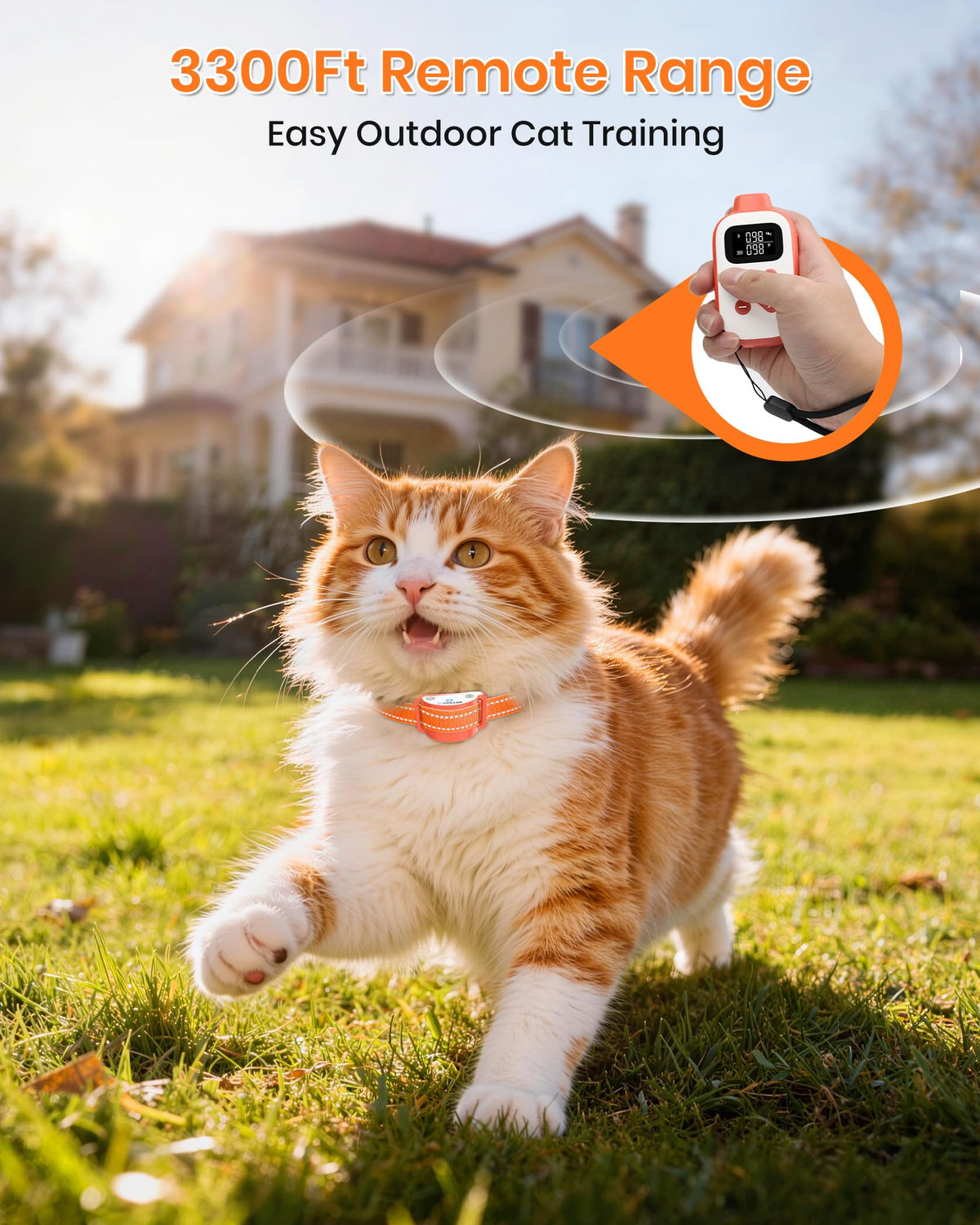 Lightweight Waterproof Cat Training Collar with Remote J1598