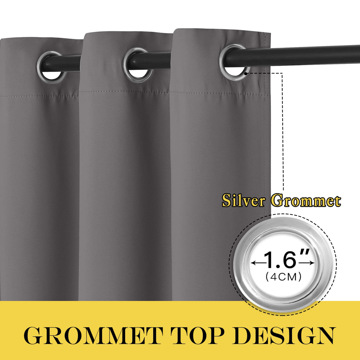 Grey Blackout Curtains 84 inch 1 Panel B2841