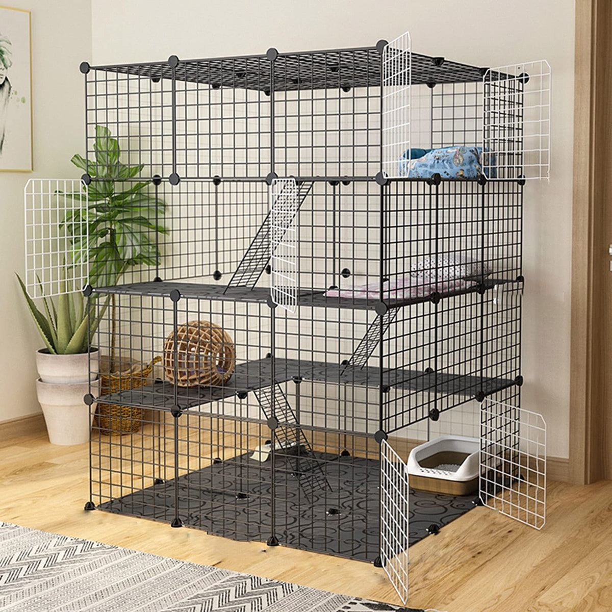 Cat Cage Indoor Playpen Metal Wire Kennel Small Animal Crate F246