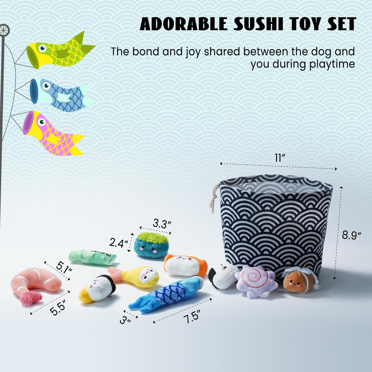 10 PC Squeaky Plush Dog Toys with Bag R96977