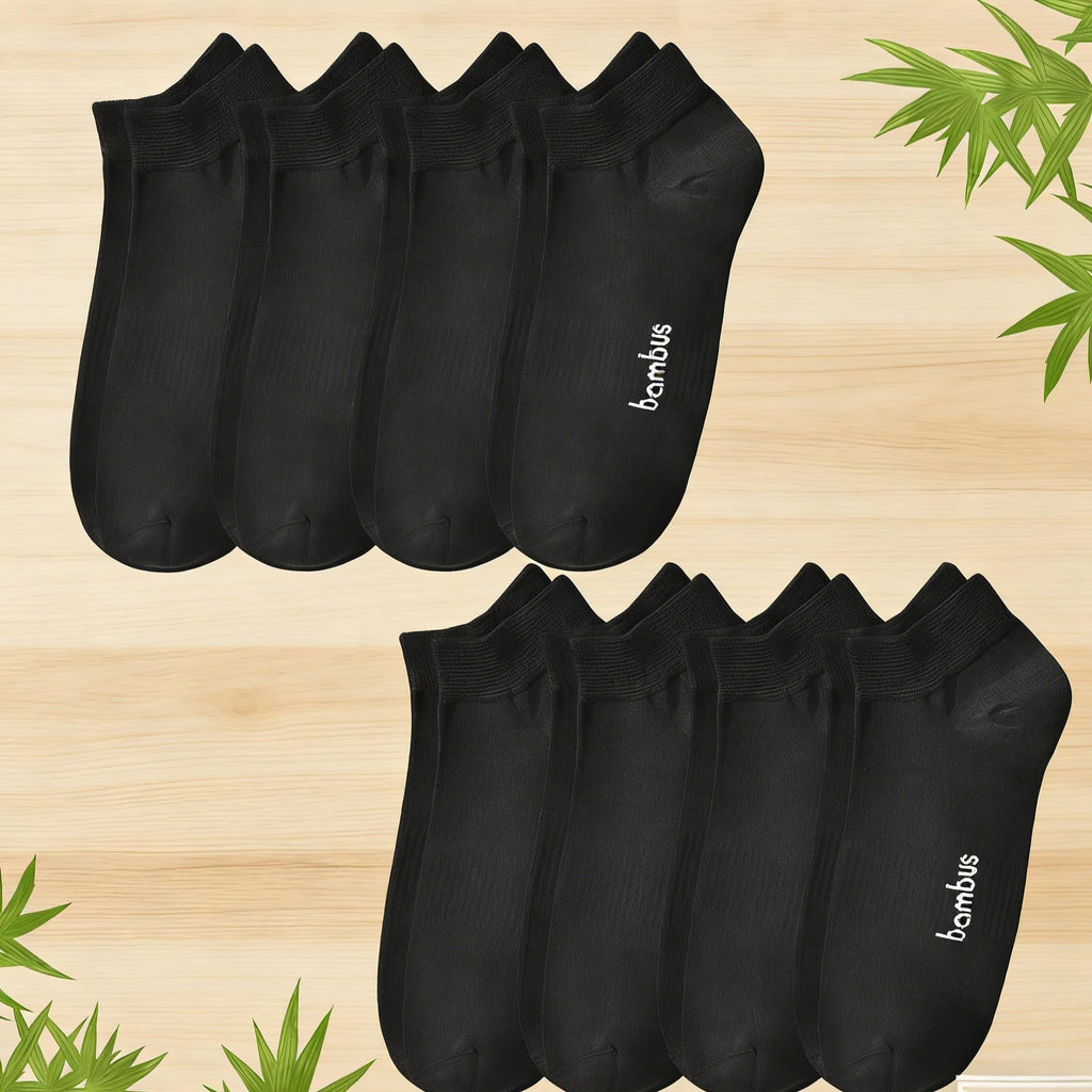 8 Pairs Bamboo Viscose Diabetic Ankle Socks Black Size 6-9 B511