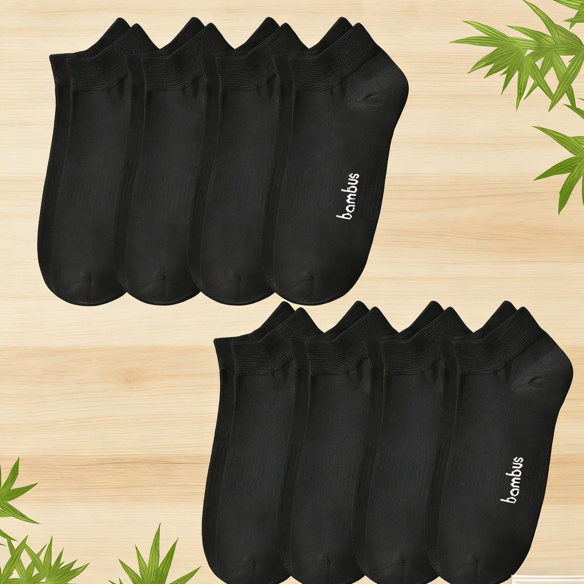 8 Pairs Bamboo Viscose Diabetic Ankle Socks Black Size 6-9 B511