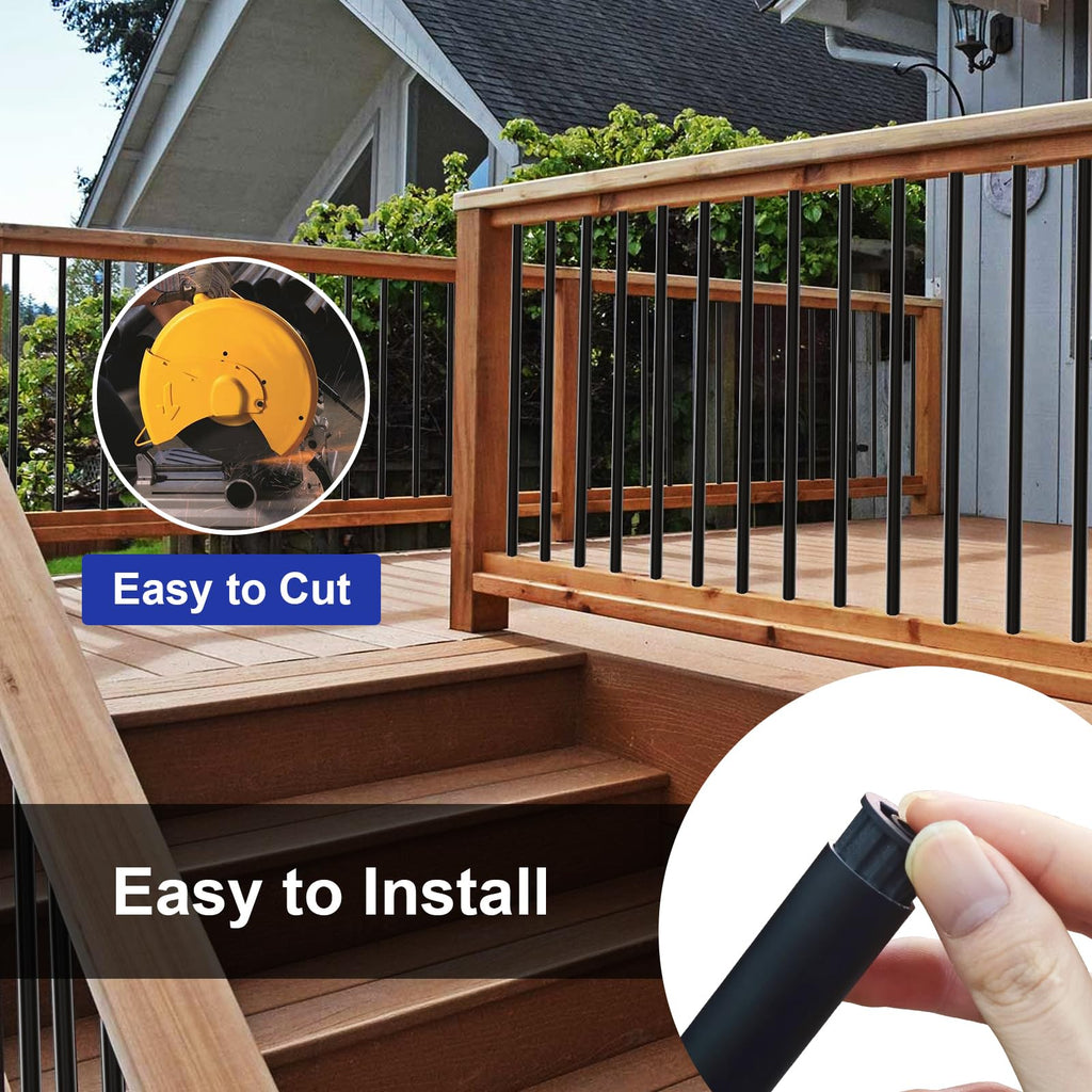 26" Black Aluminum Deck Balusters 120 Pack A309416