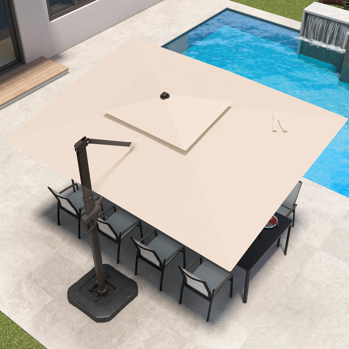 9x12 FT Patio Cantilever Umbrella with Base and LED Lights A92780