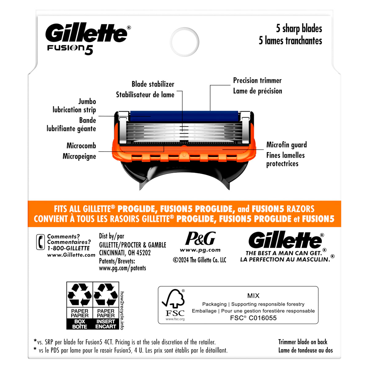 5-Blade Mens Razor Blade Refills, 12 Count R71224