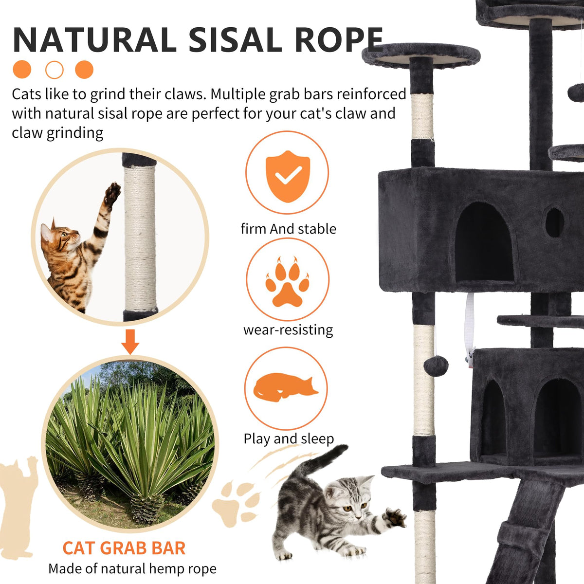 Dark Gray Multi-Level Cat Tree I423