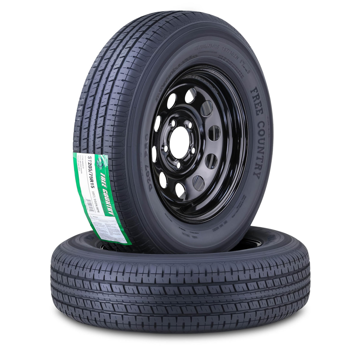 Trailer Tire Wheel ST205/75R15 8PR D 107N 5X4.5 Black Mod Pk2 J921115