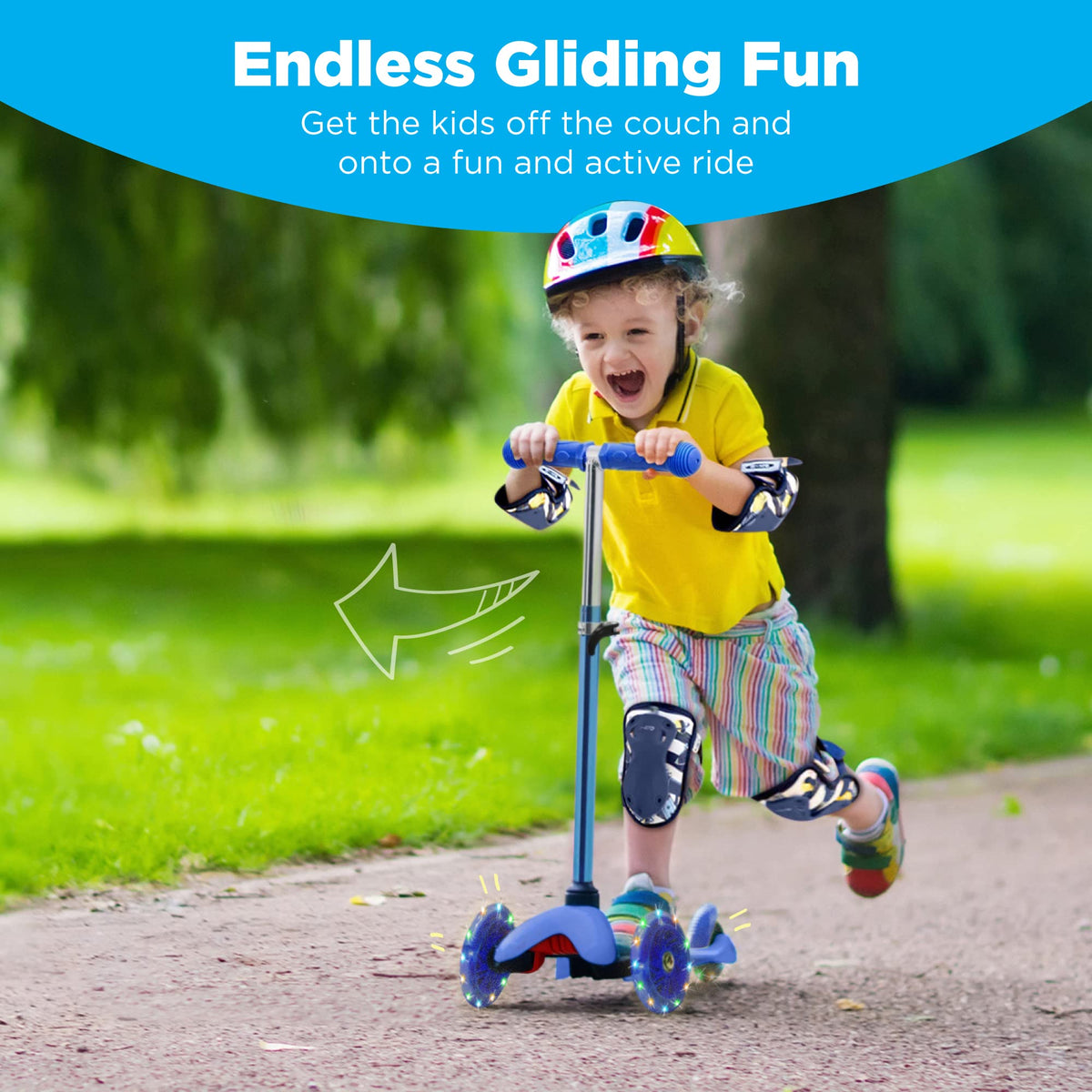 Kids 3-Wheel Scooter with LED Light-Up Wheels Z654681