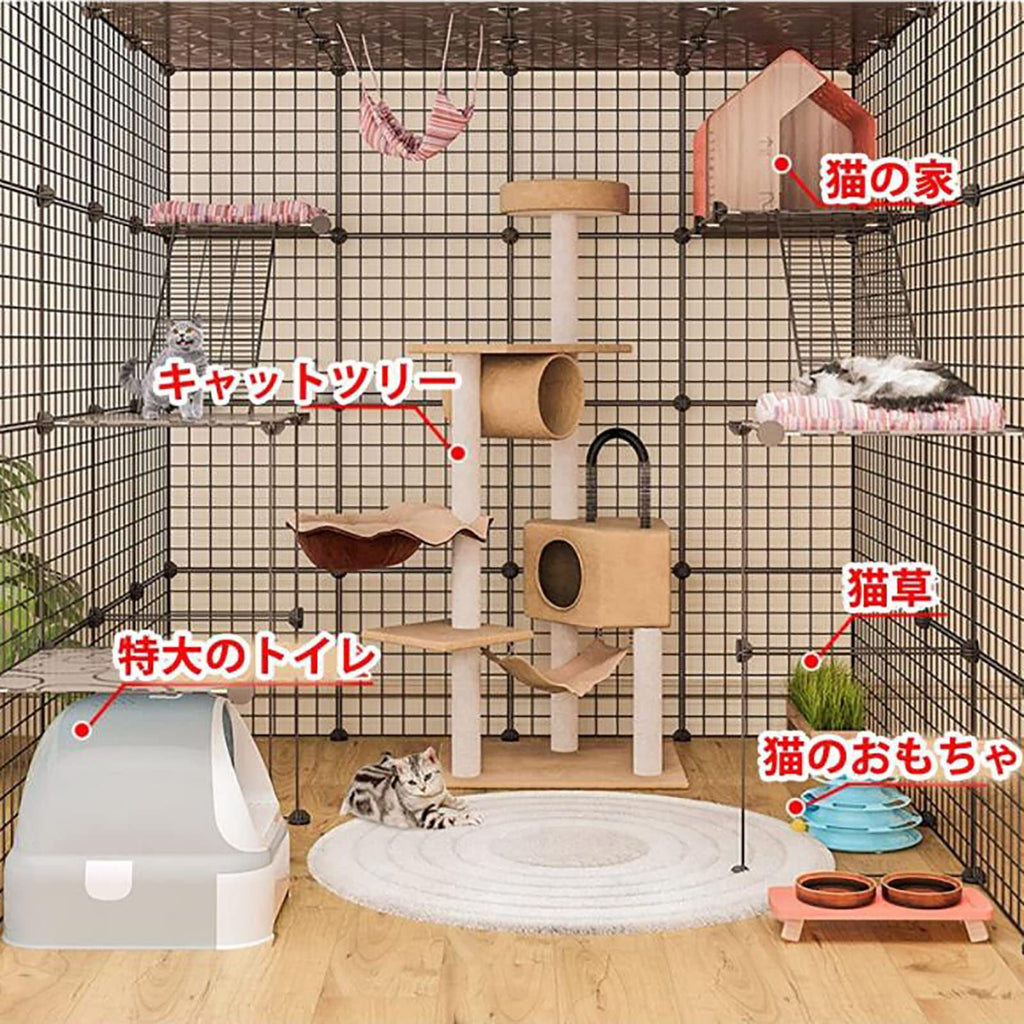 Cat Cage Indoor Playpen Metal Wire Kennel Small Animal Crate F246