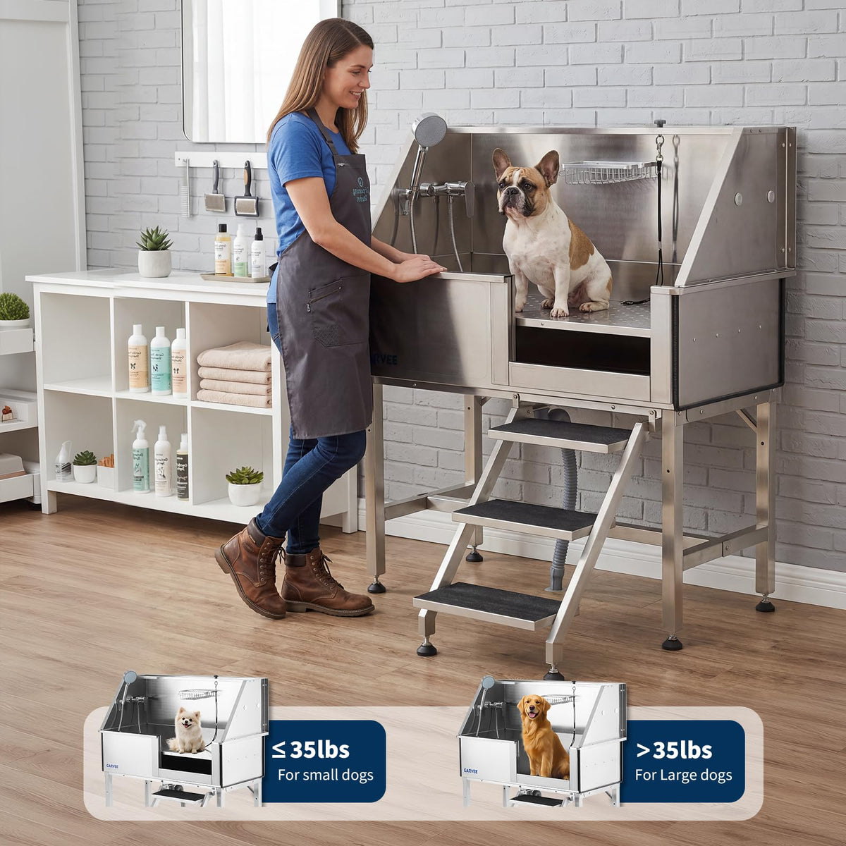 46 Inch Dog Washing Station with Walk-in Stair B724