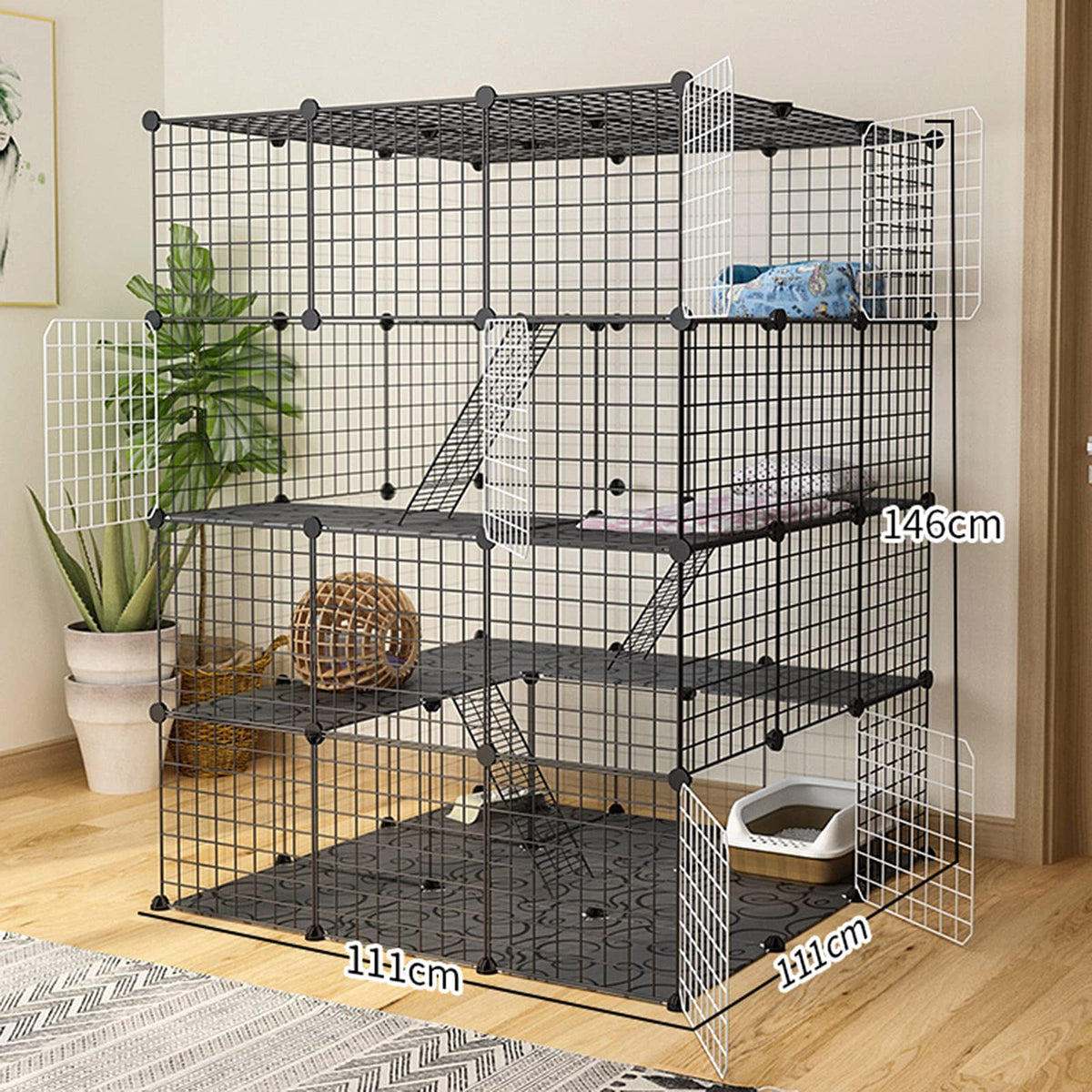 Cat Cage Indoor Playpen Metal Wire Kennel Small Animal Crate F246