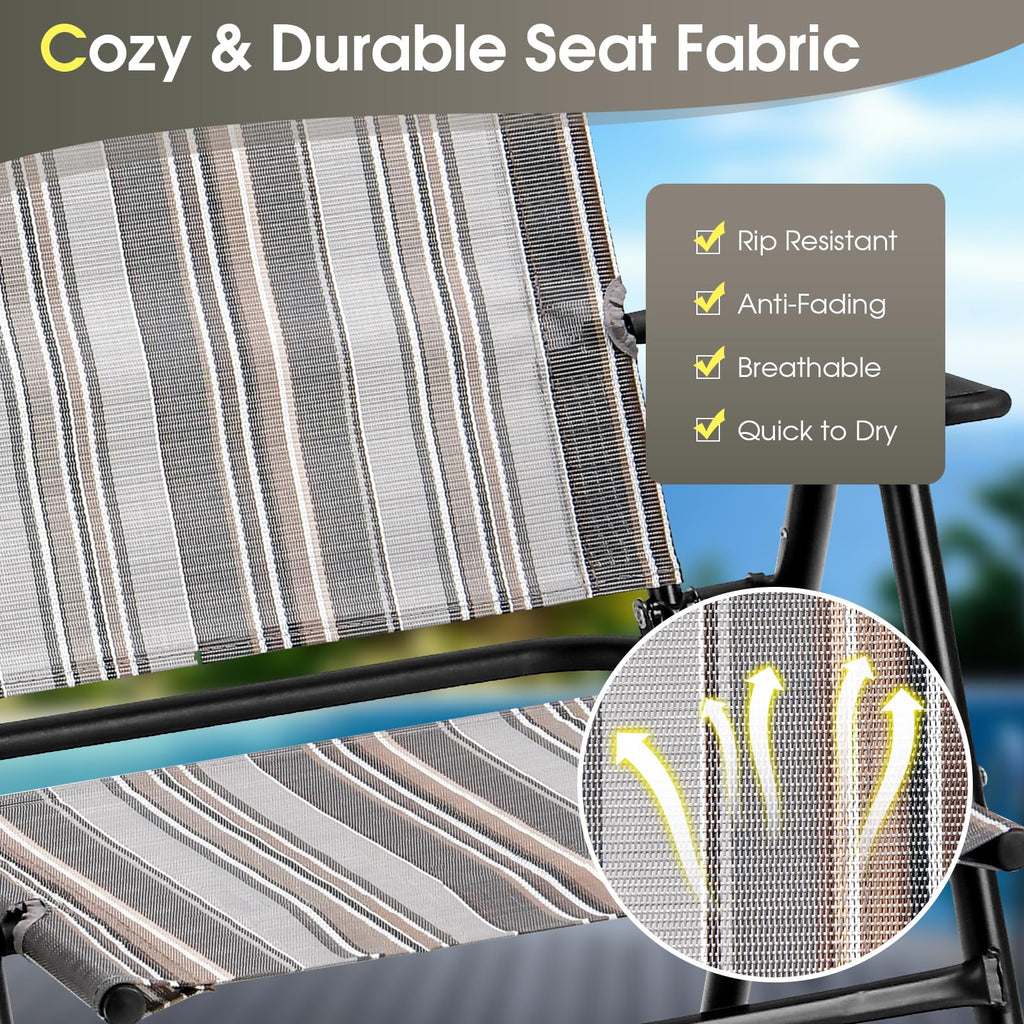 Patio Chairs Set of 2 Folding Armrests Metal Frame B10616