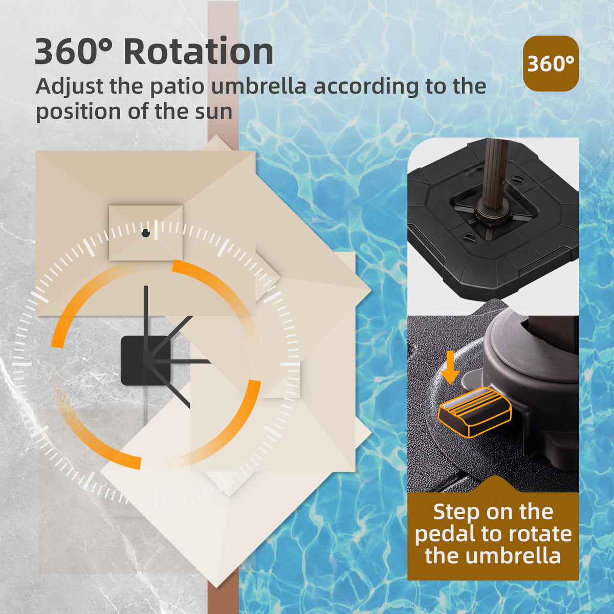 9x12 FT Patio Cantilever Umbrella with Base and LED Lights A92780