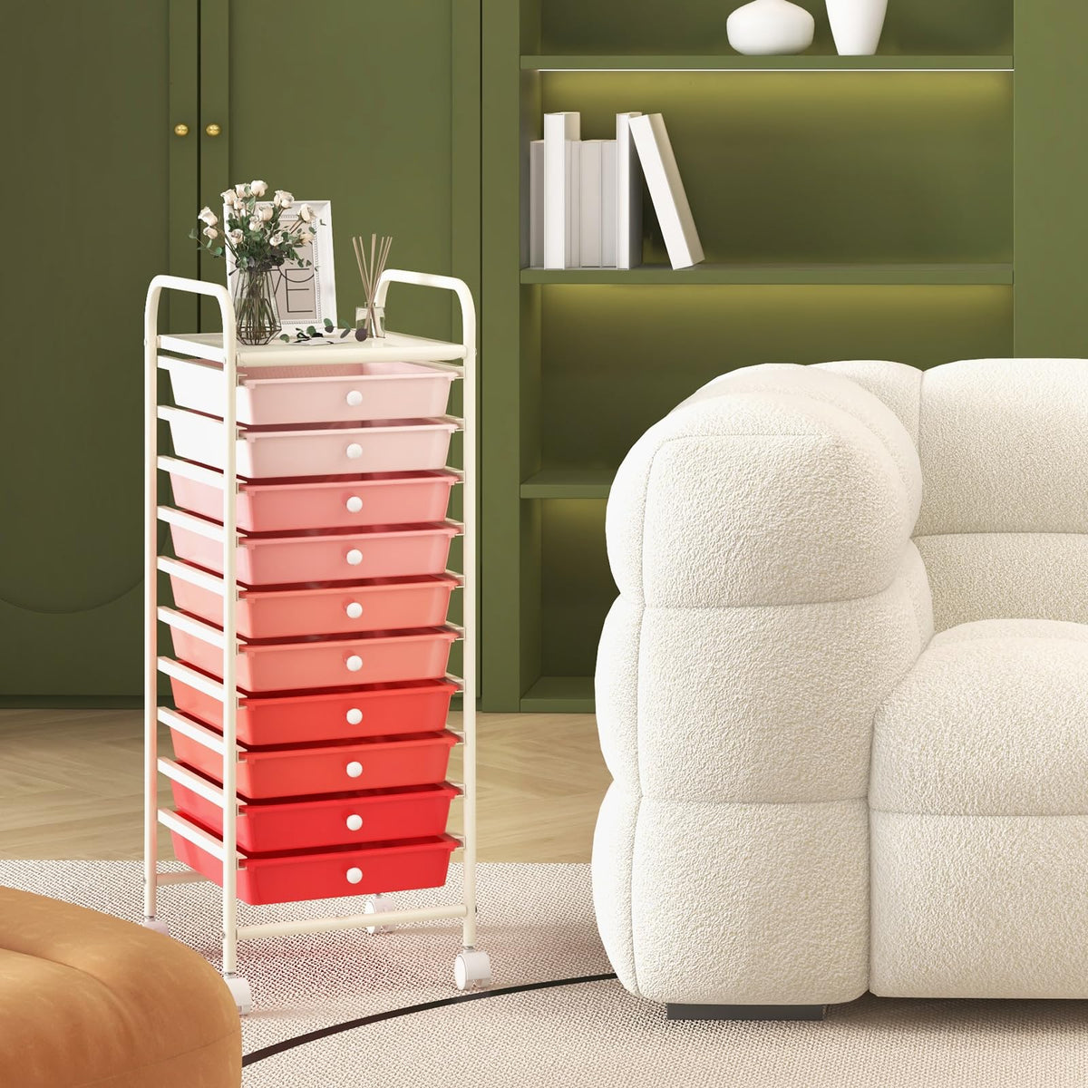 10 Drawer Rolling Storage Cart Y7797