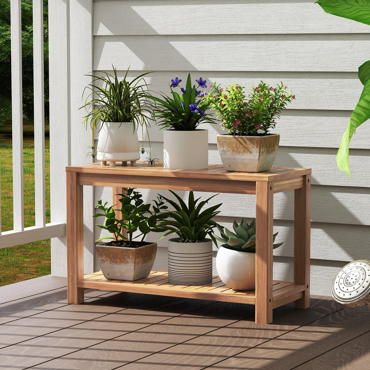 Teak Shower Bench with Shelf W472050