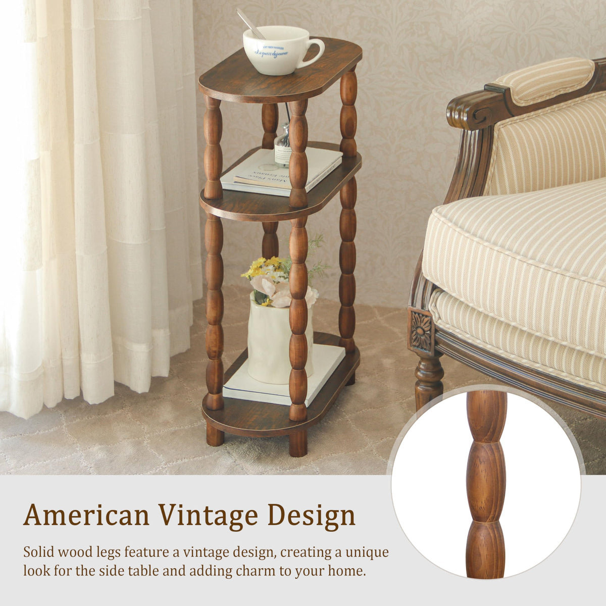 Small Narrow 3-Tier Side Table R180615
