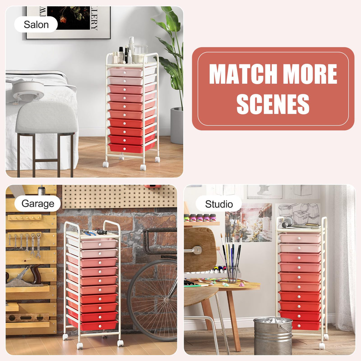 10 Drawer Rolling Storage Cart Y7797