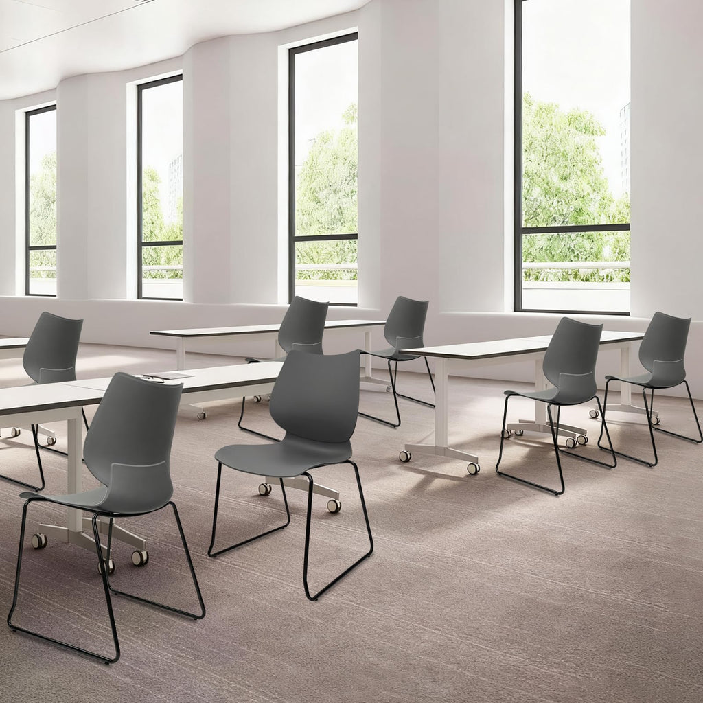 Grey Stacking Plastic Office Chairs Set of 12 R774570
