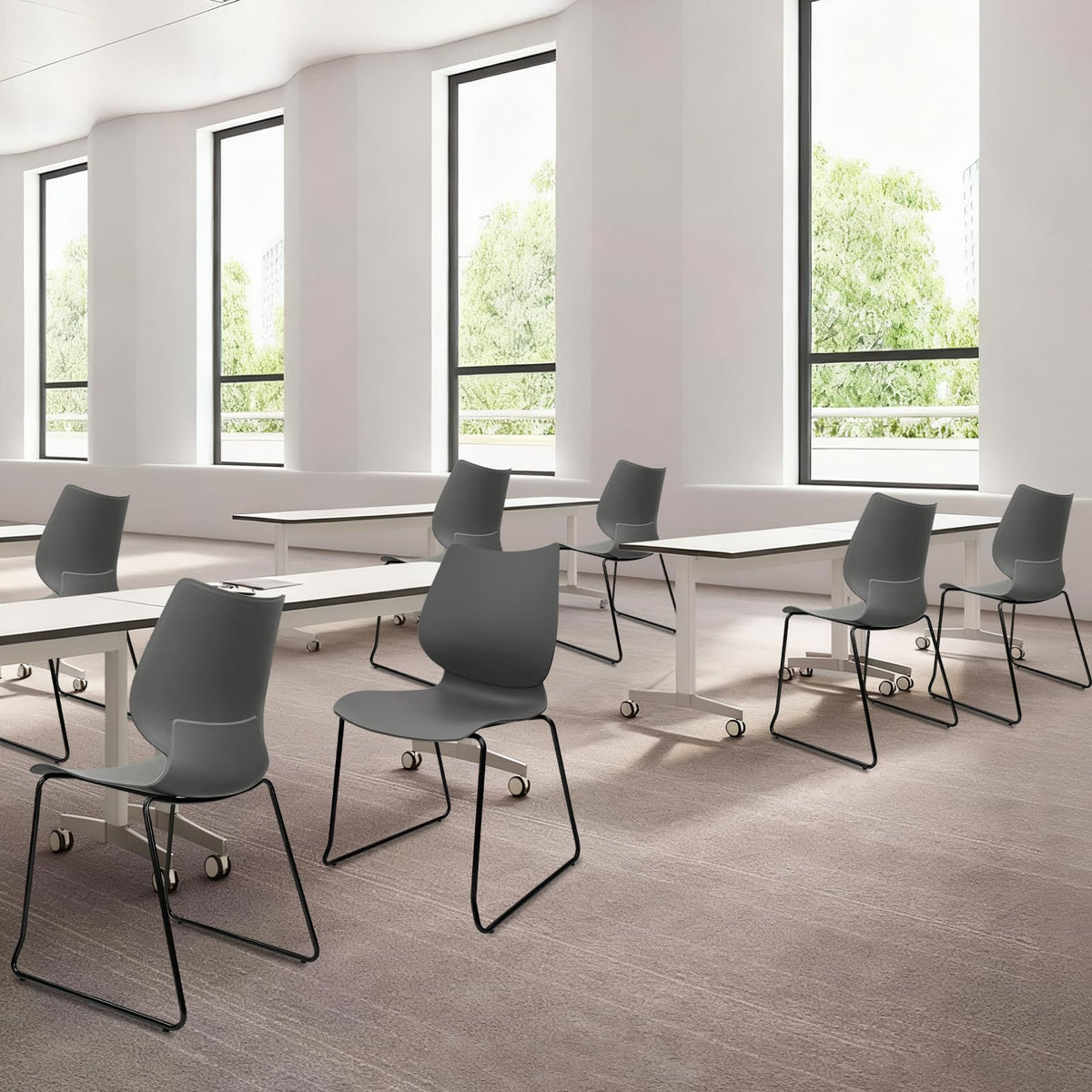 Grey Stacking Plastic Office Chairs Set of 12 R774570