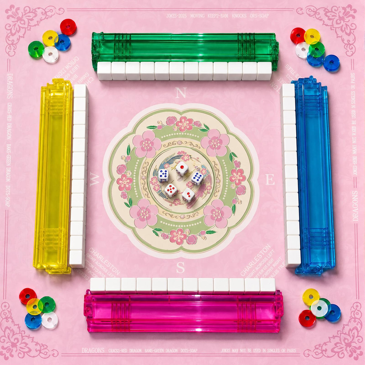 Non-Slip Mahjong Racks with Pushers Set C2080