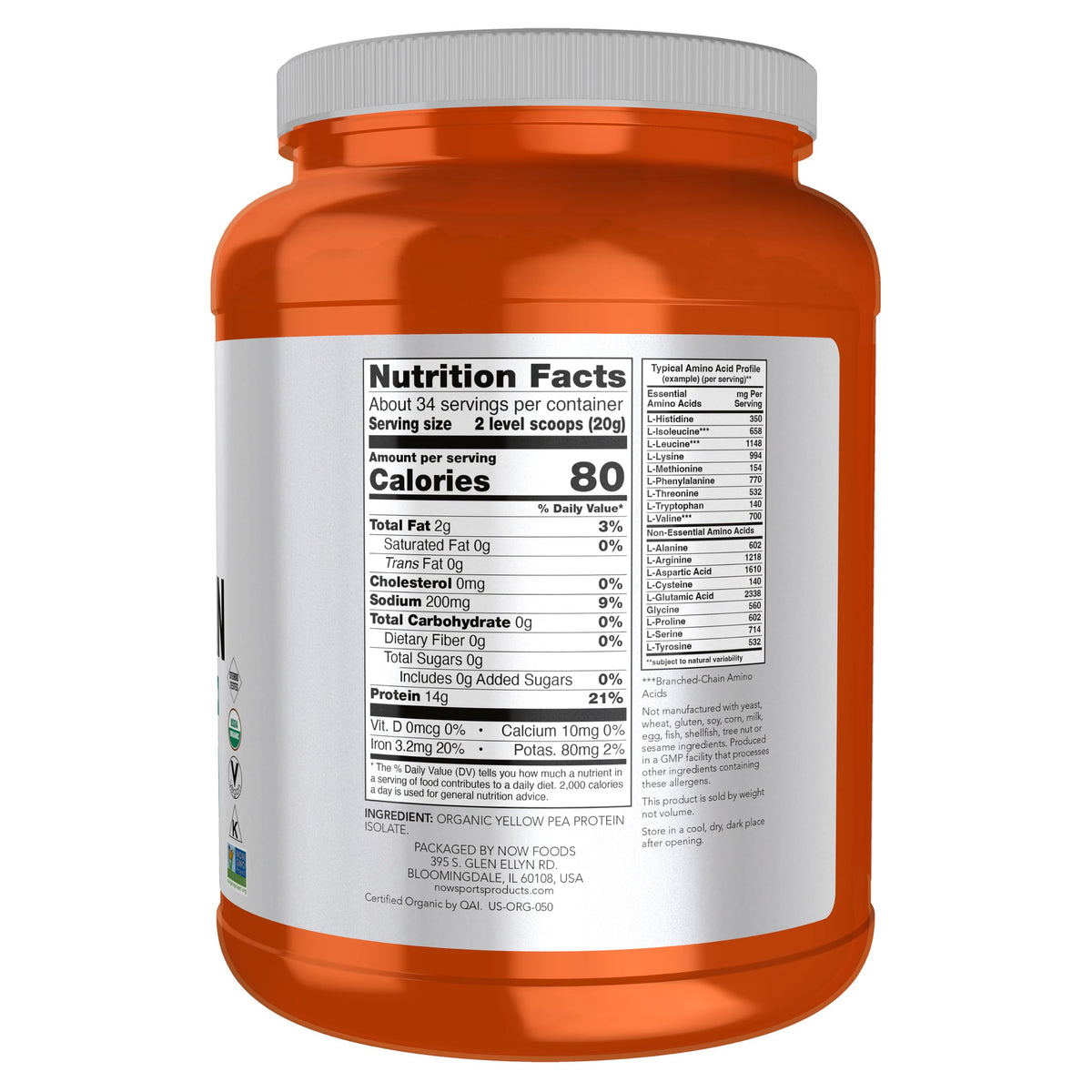 Organic Pea Protein Powder 1.5 lbs E6092