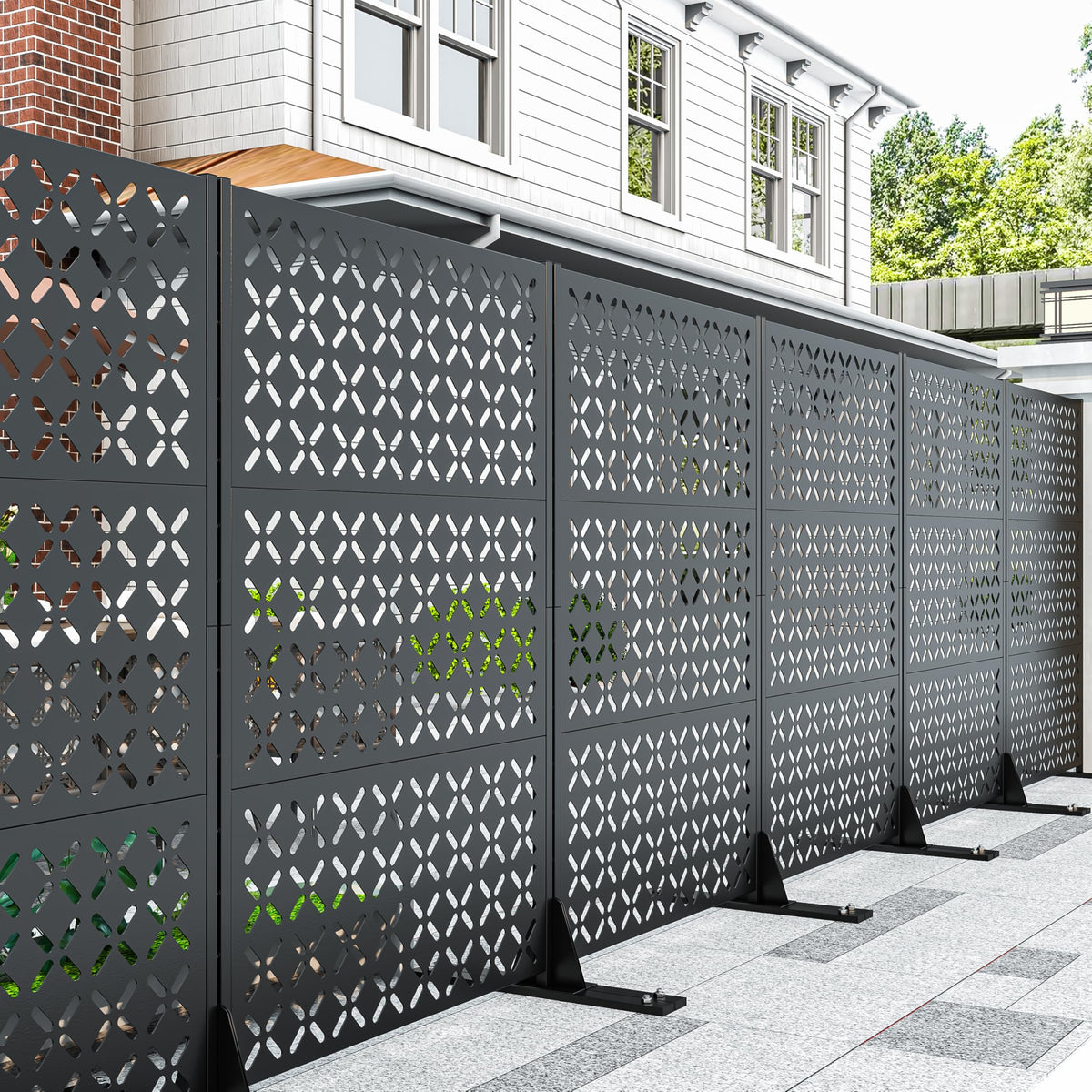 72" Decorative Metal Outdoor Privacy Fence Screen R947