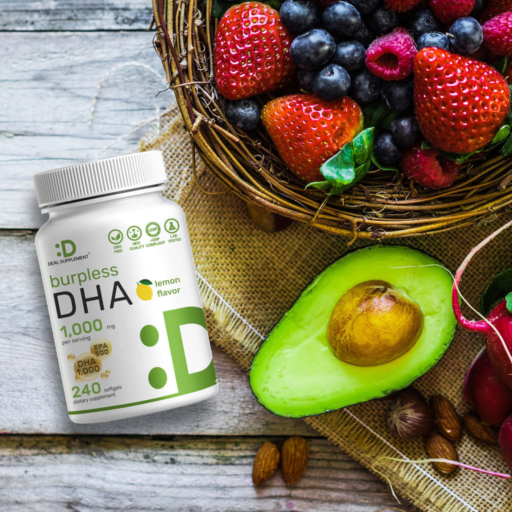 240 Softgels Lemon Flavor DHA 1000mg EPA 500mg Omega-3 Softgels M14543