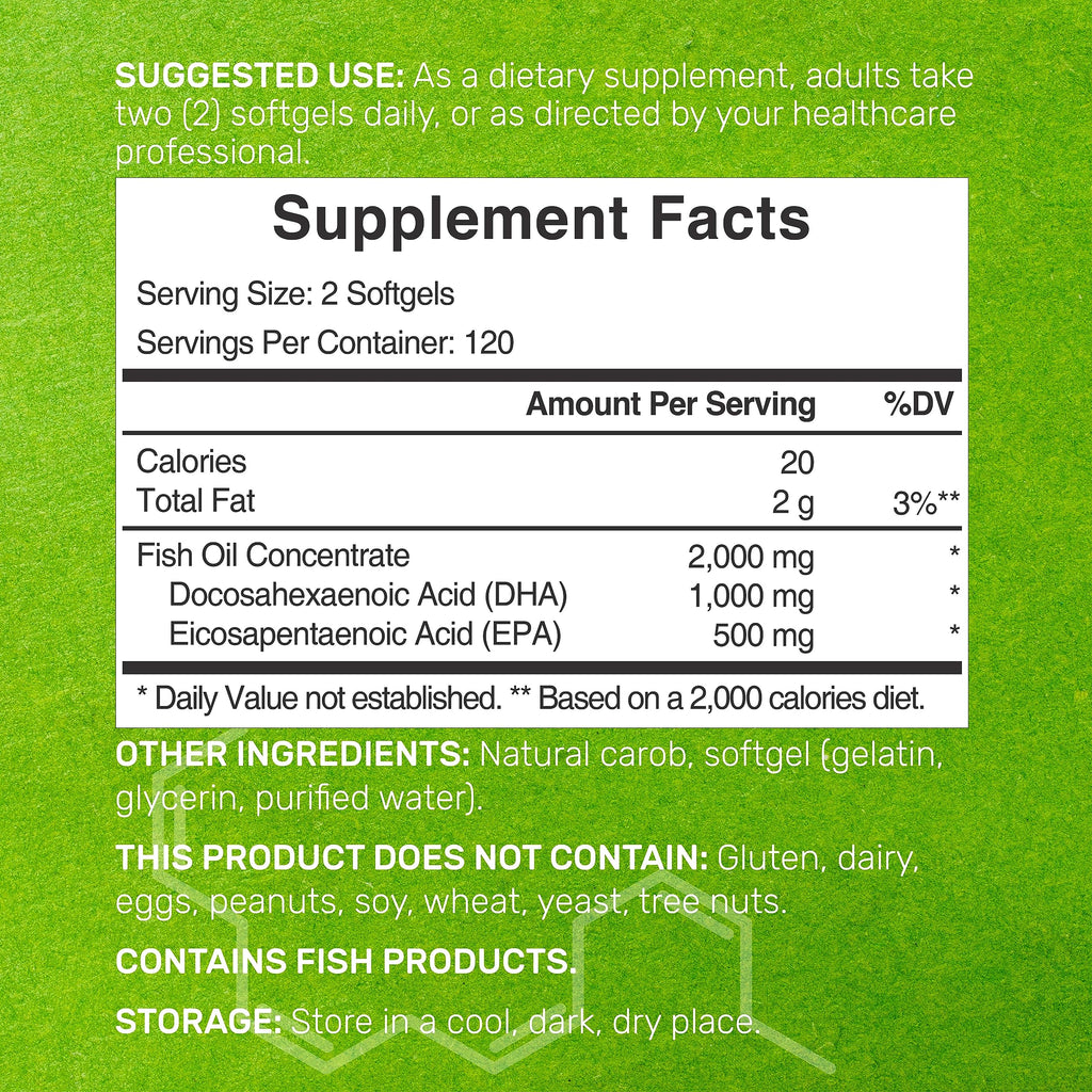 240 Softgels Lemon Flavor DHA 1000mg EPA 500mg Omega-3 Softgels M14543